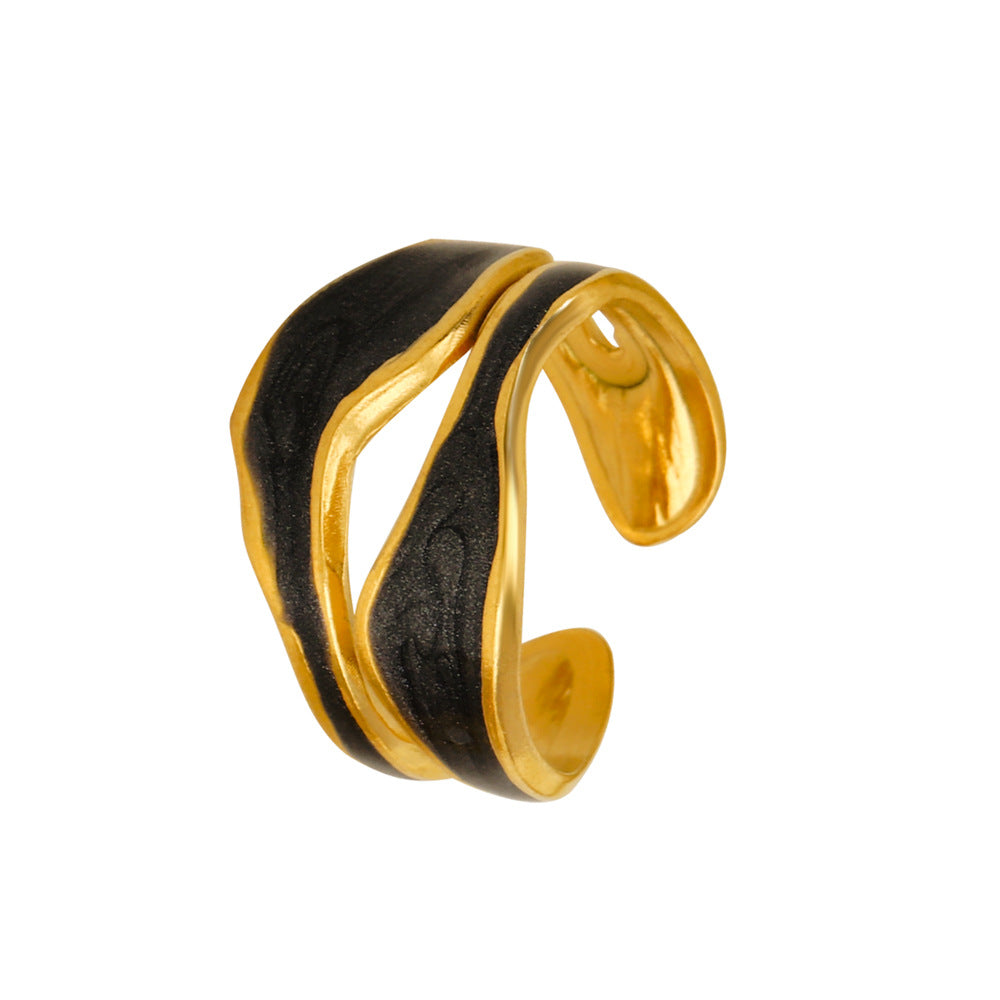 Irregular Dribble Sst French Retro Gold-plated Rings