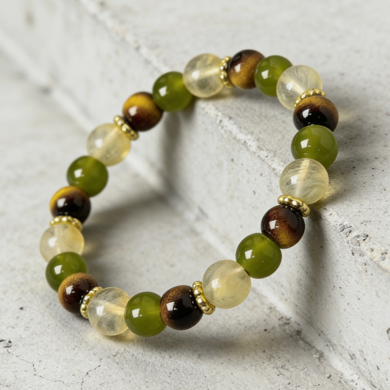 Stone Tigereye Watermelon Crystal Glass Hand Bracelet