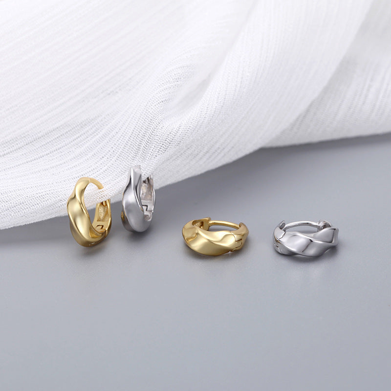 Sier Twisted Light Luxury Ear Clip Cold Earrings