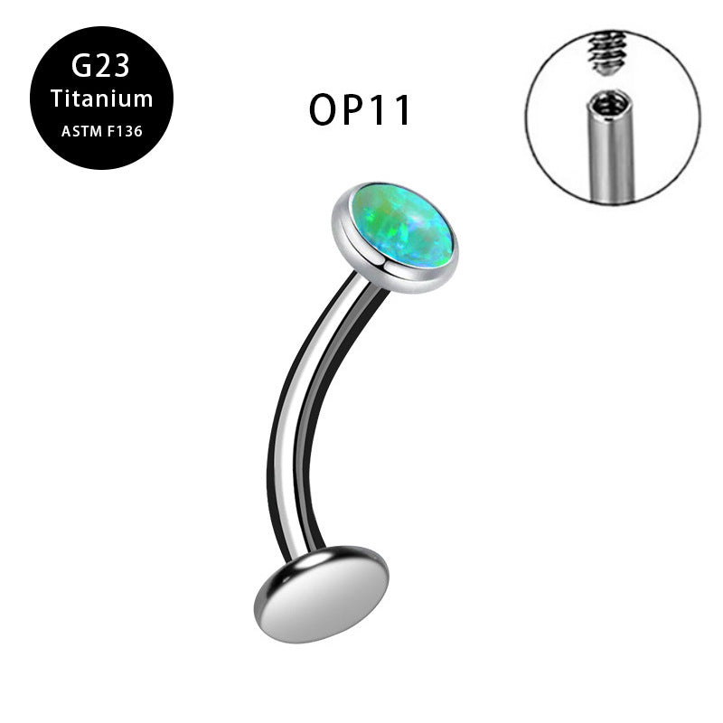 Inner Teeth Eyebrow Zircon Opal Curved Earrings