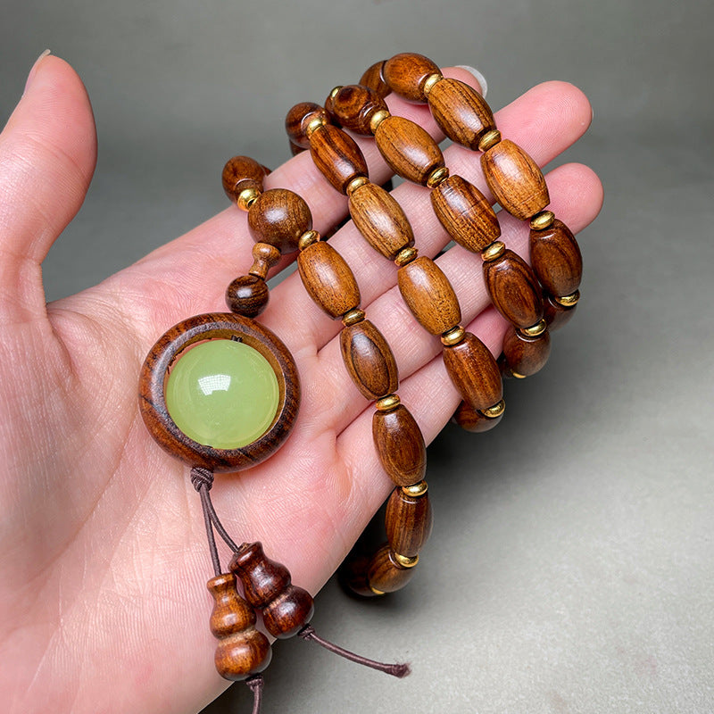 Women's & Men's Sandalwood Bamboo Joint Flat Round Bead Jujube Beads Spacer Luminous Bracelets