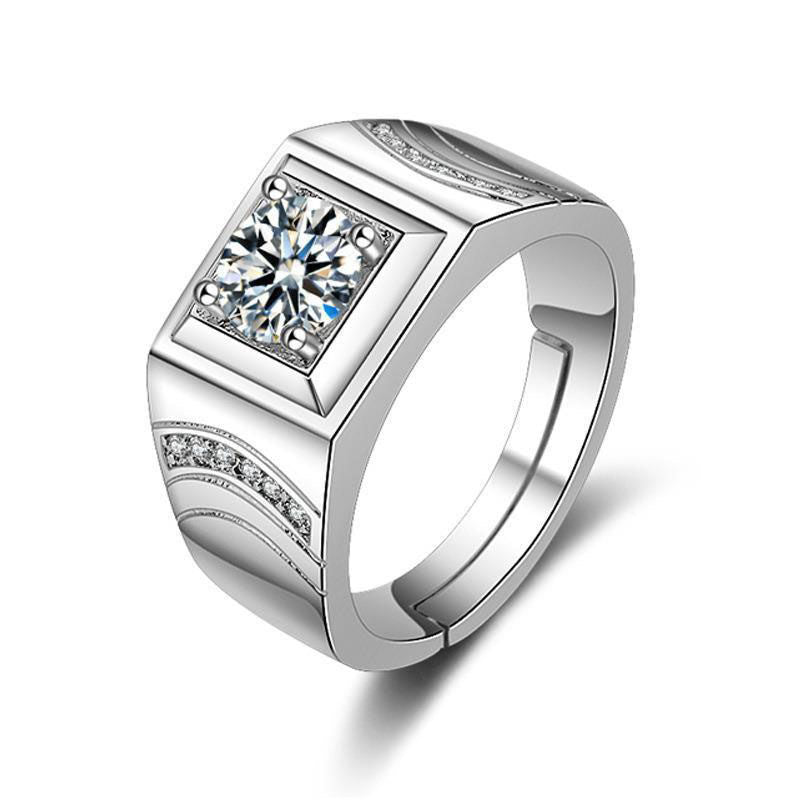 Men's Diamond Single Simulation Karat Wedding Classic Temperament Ring
