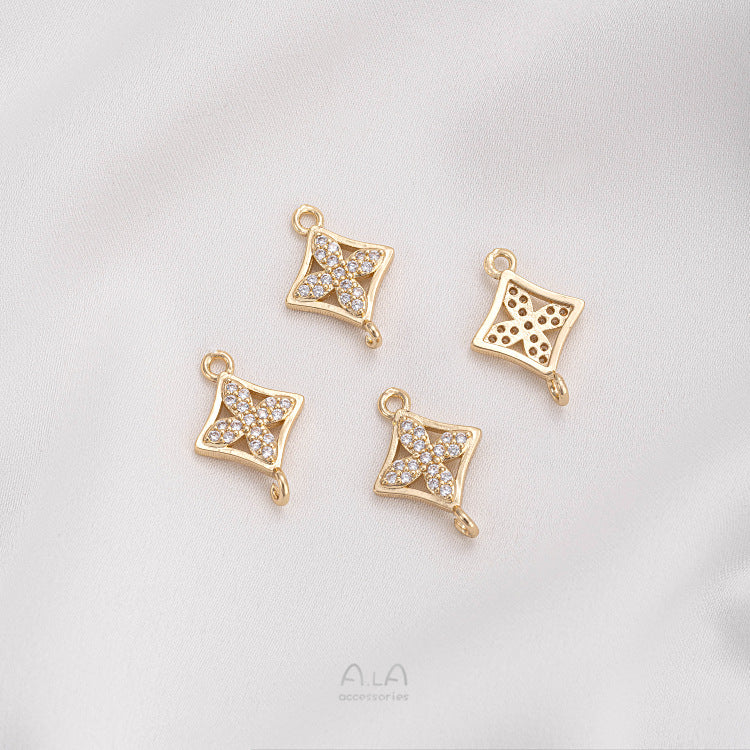Color Retention Inlaid Zirconium Four-leaf Clover Stars Rhombus Jewelry Accessories