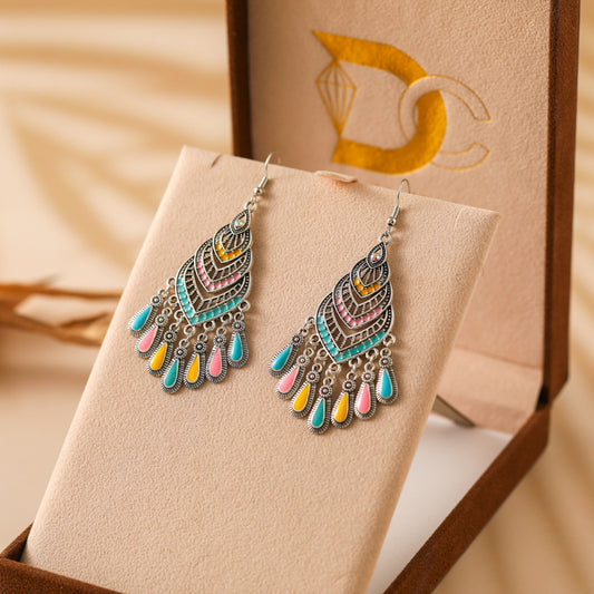 Spot Drill Drop Oil Vintage Craft Earrings