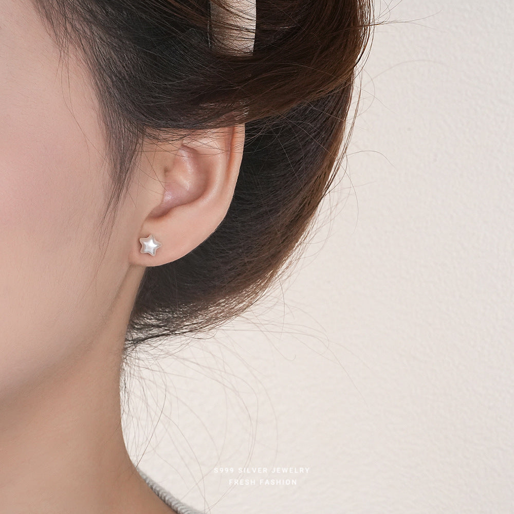 Sterling Sier Micro Inlaid Pearls Cute Earrings