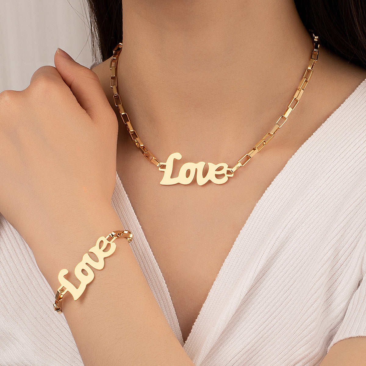 Hollow English Metal Minimalist Style Personality Bracelets