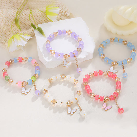 Abacus Beads Crystal Butterfly Candy Color Bracelets