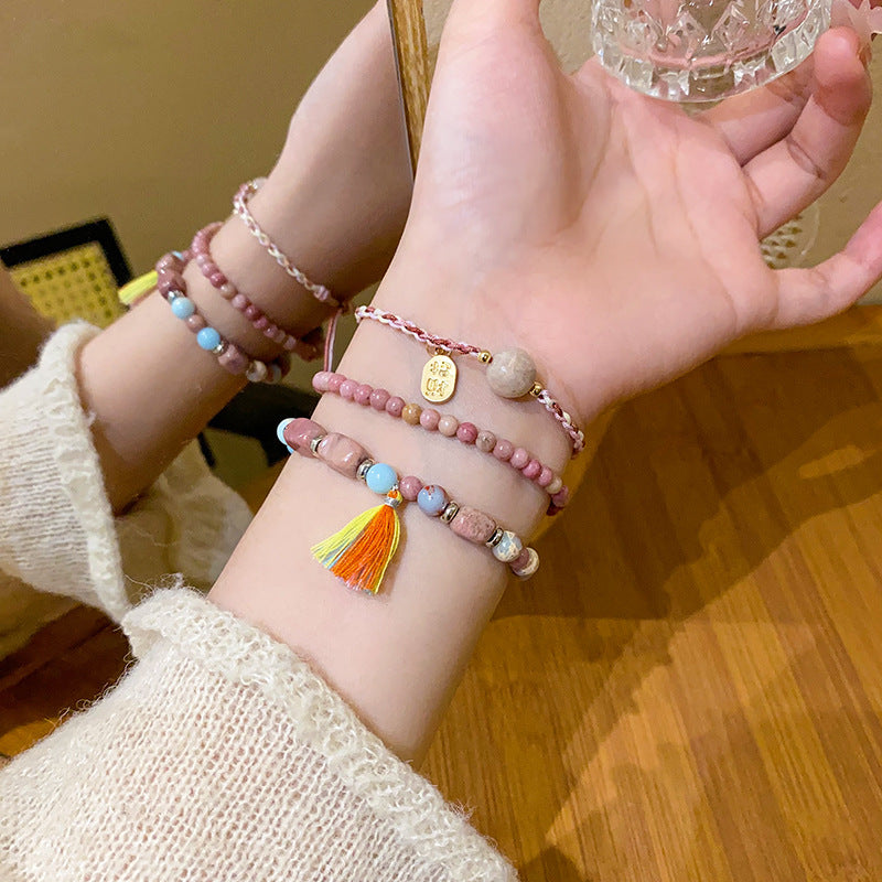Cute Dopamine Color Beaded Niche High-grade Pearl Female Bracelets