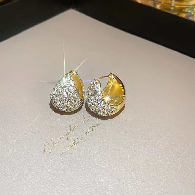 Women's Fashion Shiny Diamond Water Drop Ear Clip Light Luxury Earrings