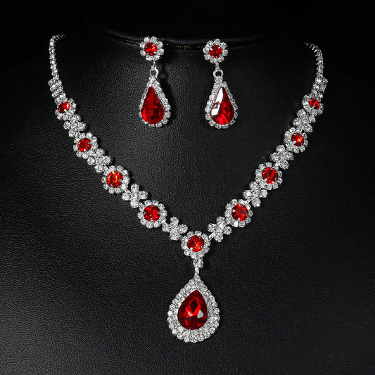 Drop-shaped Ink Blue Suite Claw Chain Jewelry Set