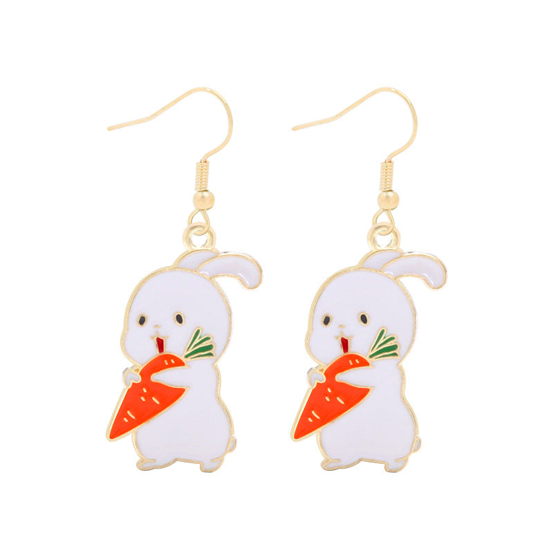 Cartoon Dripping Oil Alloy Rabbit Rejuvenating Earrings