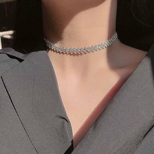Simple Full Diamond Collar Personalized Clavicle Chain Trendy Necklaces