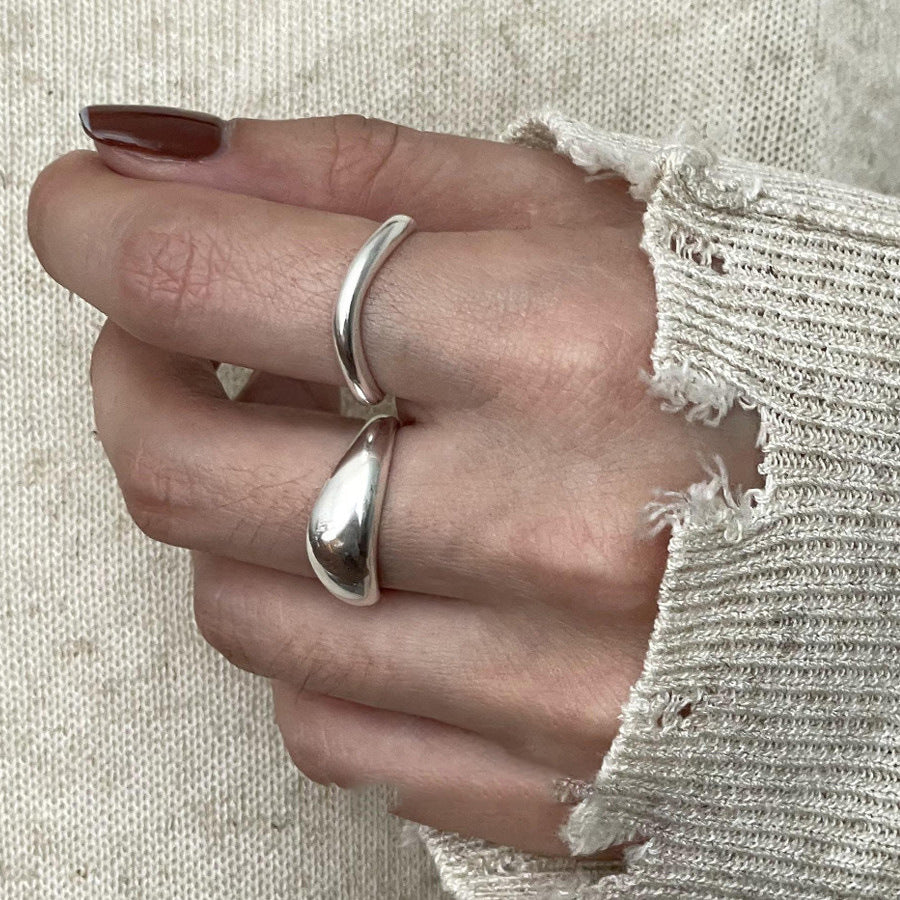 Sterling Sier Female Line Irregular With Shape Personality Hipster Simple Ring