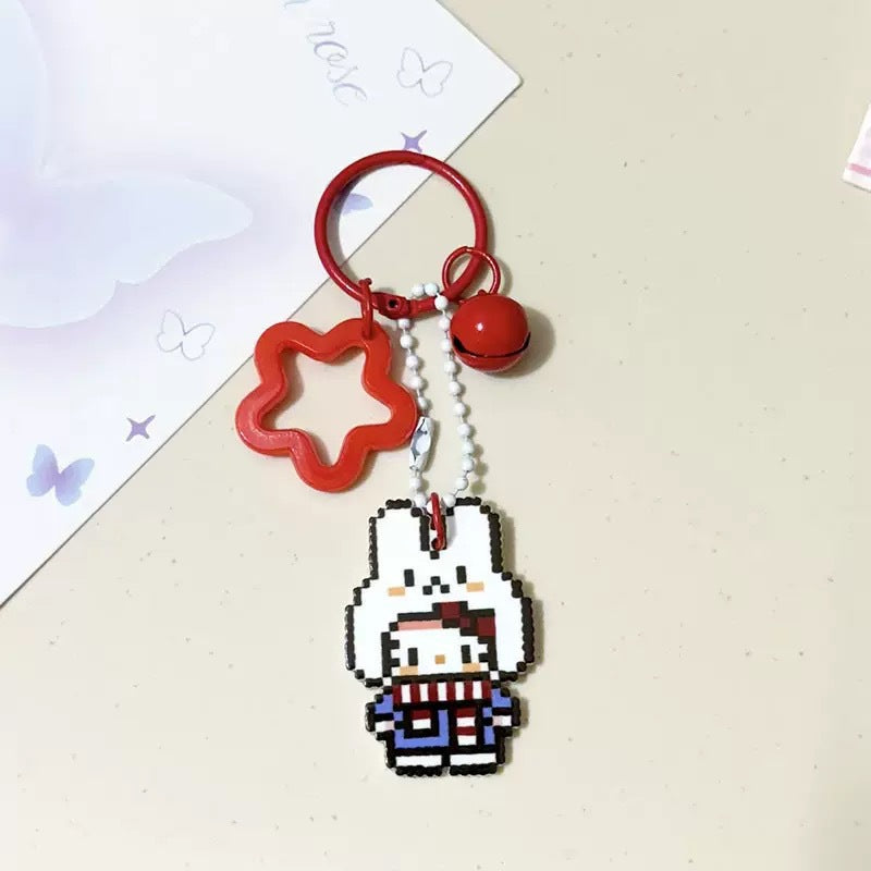 Pixel Cartoon Key Button Schoolbag Cute Acrylic Hang Decorations Hanging Ornaments