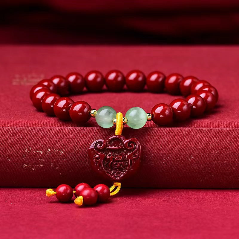 Women's & Men's Cinnabar Purple Gold Sand Single Circle Simple Buddha Beads Light Bracelet