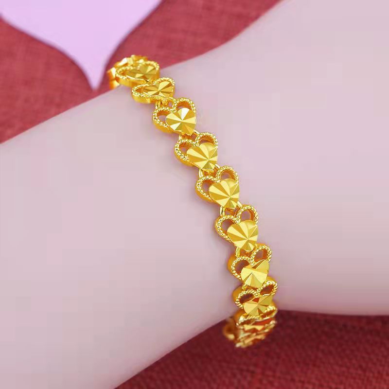 Women's Imitation Gold Lucky Beads Heart Jewelry Bracelets