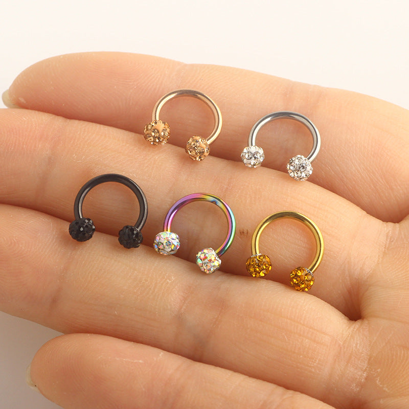 Stainless Steel Type Rhinestone Ball Nose Popular Earrings