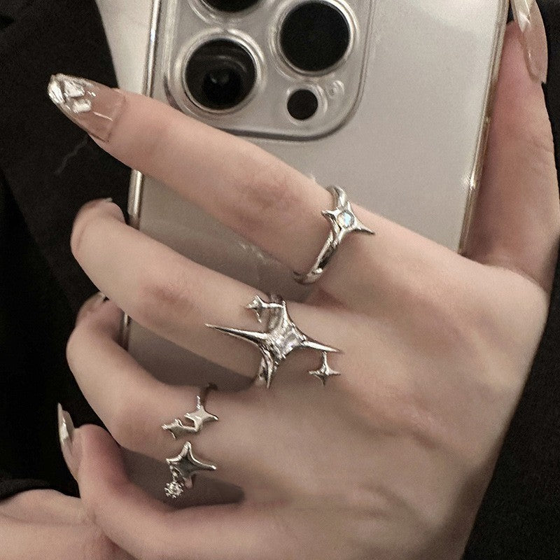 Niche Stars Couple Knuckle Design Inlaid Rings