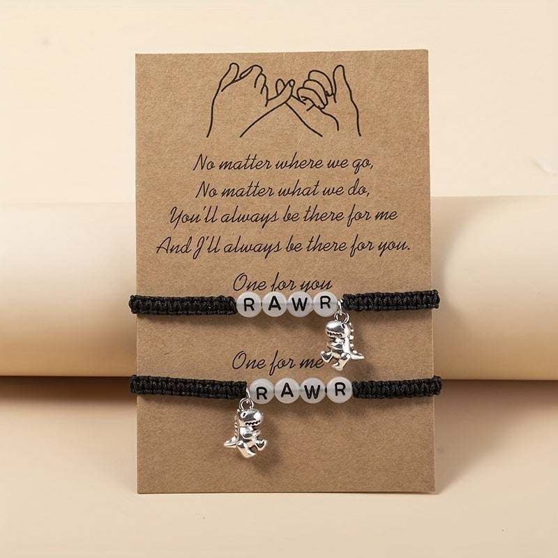 Lucky Beads Friendship Couple Drag Hook Card Adjustable Carrying Bracelet
