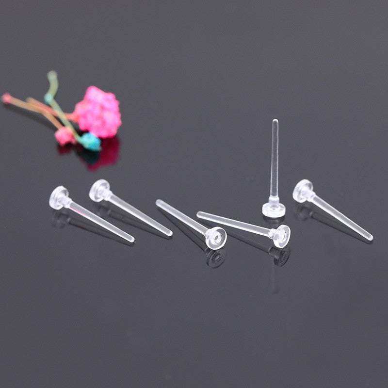 Plastic Auricular Needle Flat Ear Transparent Stud Earrings