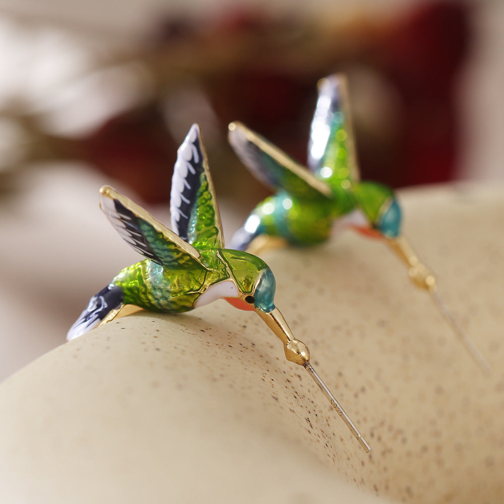 Women's Yan Yi Cute Hummingbird Shape Dripping Earrings