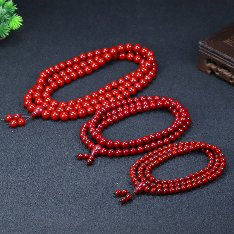 Chain Natural Cinnabar Beads Purple Gold Bracelet