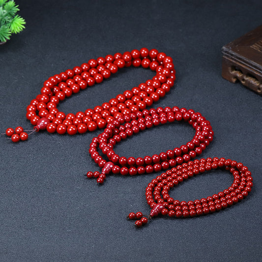 Chain Natural Cinnabar Beads Purple Gold Bracelet