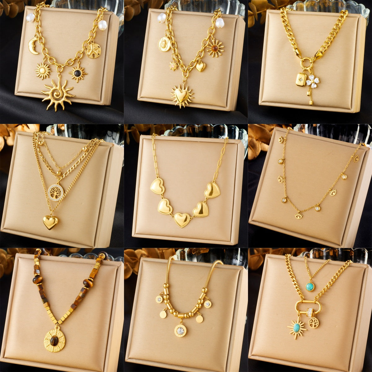 Women's Sun Cross Stainless Steel Fashion Personality Design Necklace