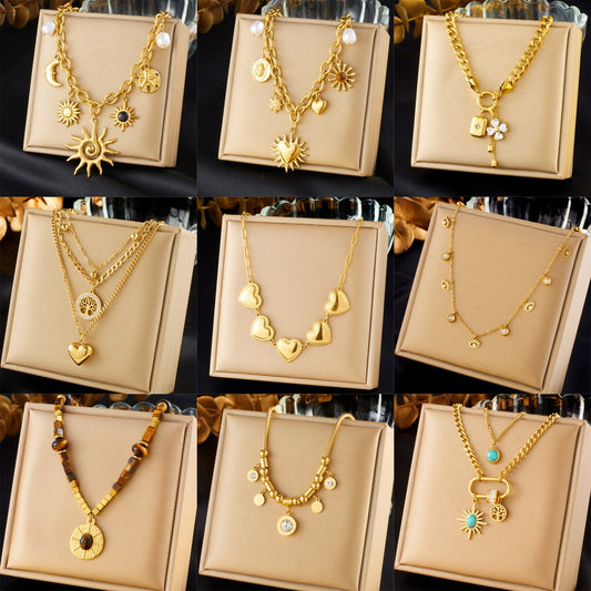 Women's Sun Cross Stainless Steel Fashion Personality Design Necklace