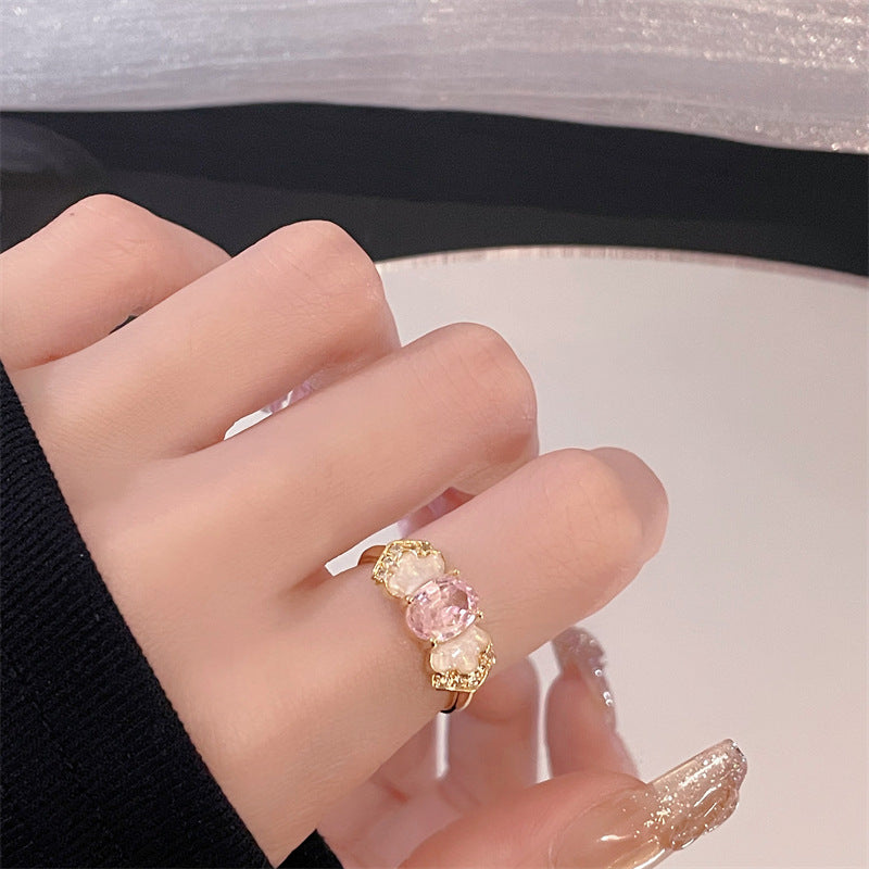 Women's Hollow Lace Trim Open-end Zircon Personalized Retro Style Rings