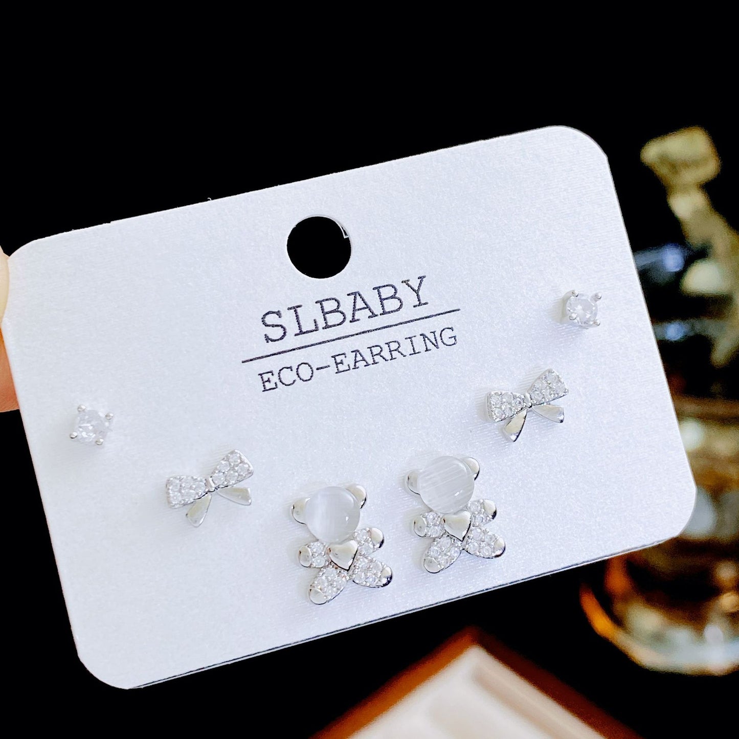 Micro Inlaid Zircon Pearl Commuter Three Pairs Earrings