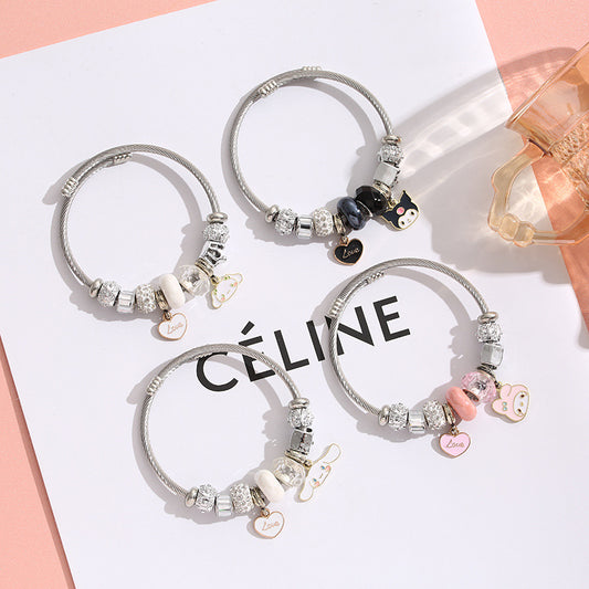 Korean Stainless Steel Beaded For Best Friend Cartoon My Bracelets