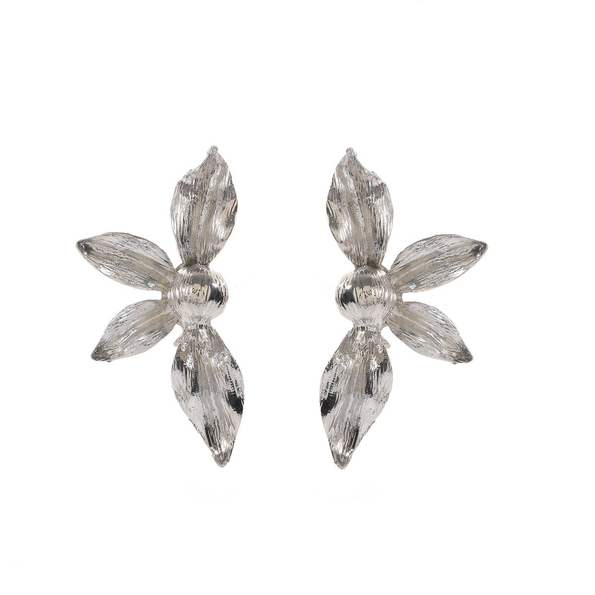 Women's Retro Exaggerated Personalized Flower Left Right Symmetrical Simple Stylish Earrings