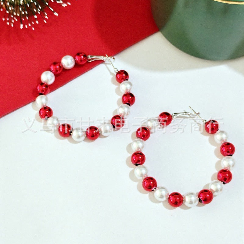 Christmas Round Beads Eardrop High-grade Fashion Earrings