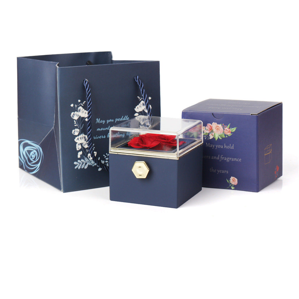 Lettering Stainless Steel Heart-shaped With Rotating Jewel Case Packing Reversible Necklace