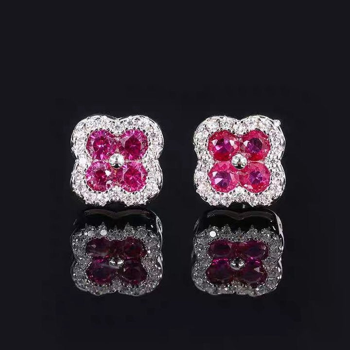 Women's Leaf Clover Ear Light Luxury High-grade Flower Stud Earrings