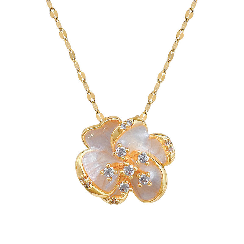 Women's Rotating Glaze Flowers Suit Light Luxury Temperament Gorgeous Full Necklaces