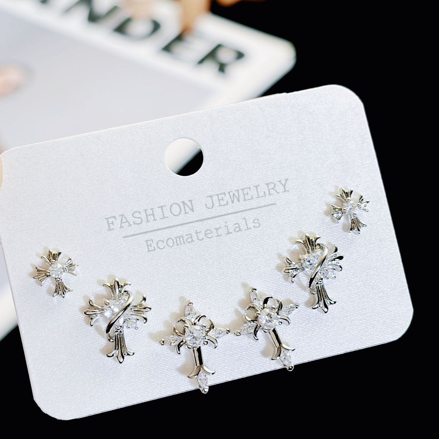 Micro Inlaid Zircon Pearl Commuter Three Pairs Earrings