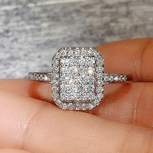 Women's Alloy Rectangular Diamond Ornament Rhinestone Gift Rings