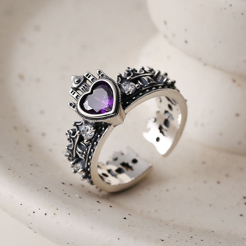 Crown Loving Heart Zircon Female Fashion Temperament Rings