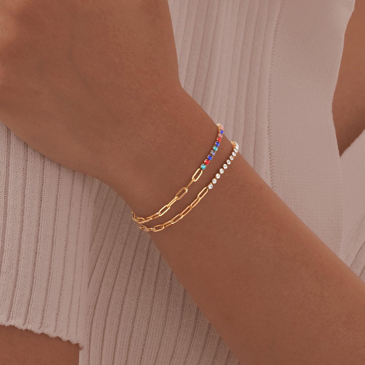 Women's Stainless Steel Flat Cross Chain Zircon Titanium Simple Personalized Bracelet