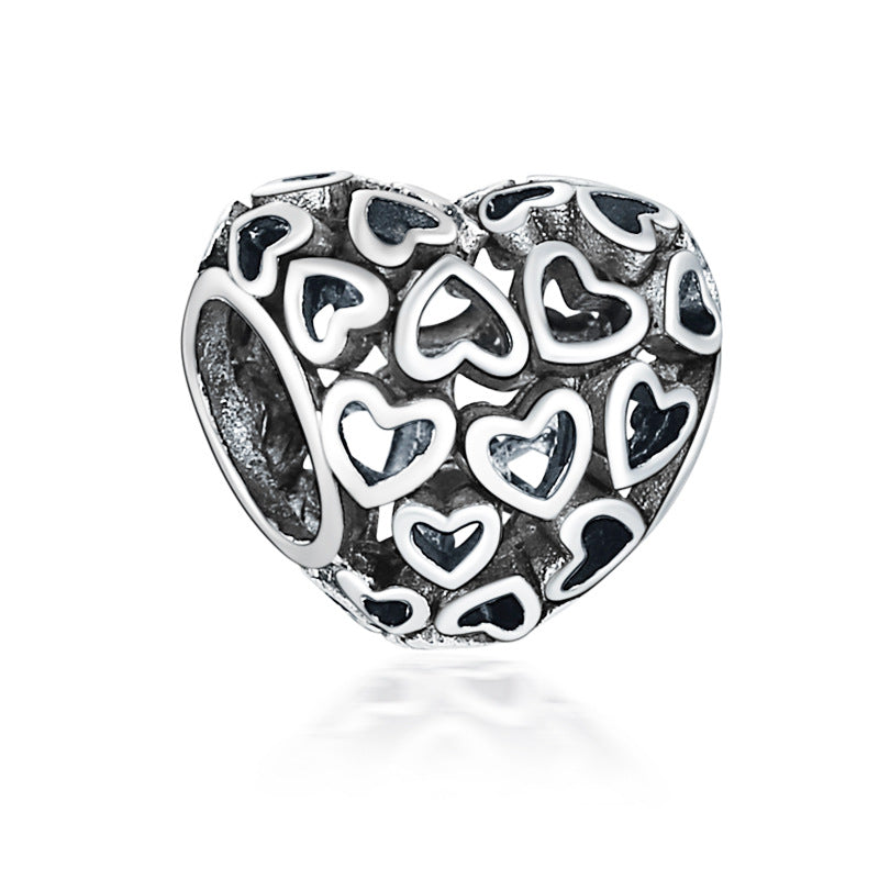 Alloy Large Hole Beads Hollowed Heart Shape Jewelry Accessories