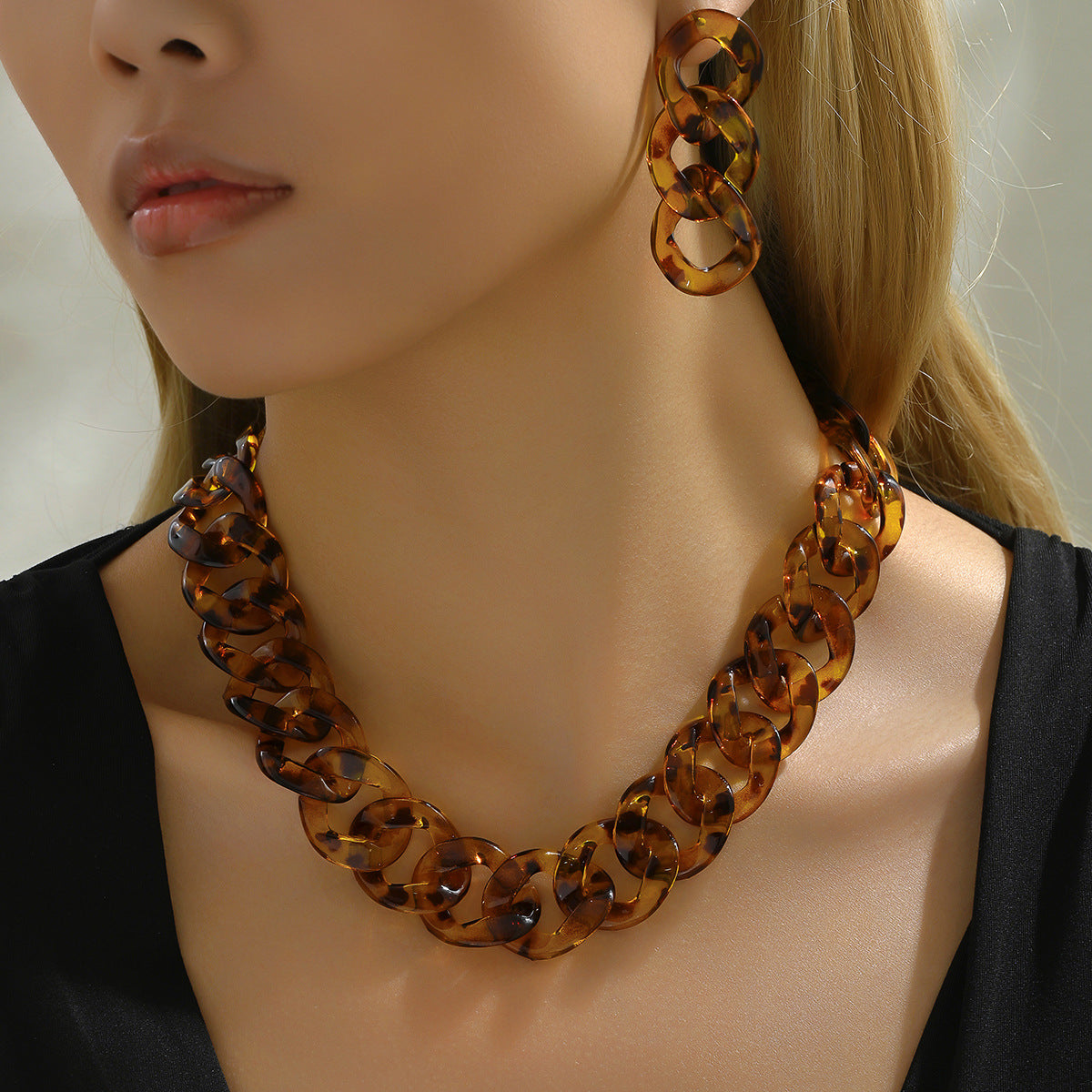 Fashion Stitching Acrylic Chain Leopard Print Personality Bracelets