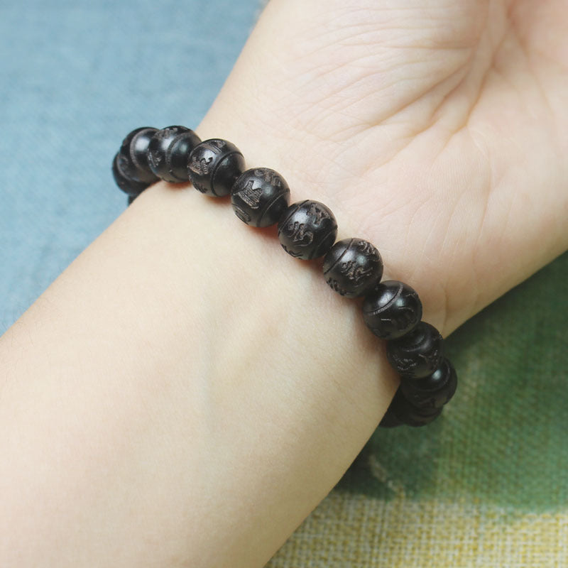 Women's & Men's Running Volume Ebony Six Words Proverbs Crafts Bracelet
