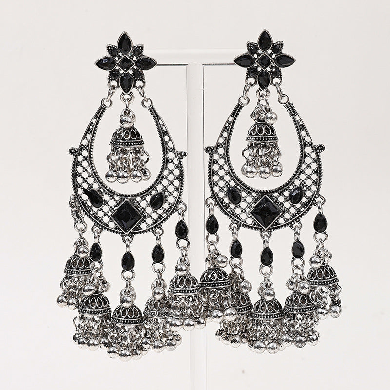 Circle Ladies Tassel Long Bell Bird Cage Eardrop Sense Niche Stud Earrings