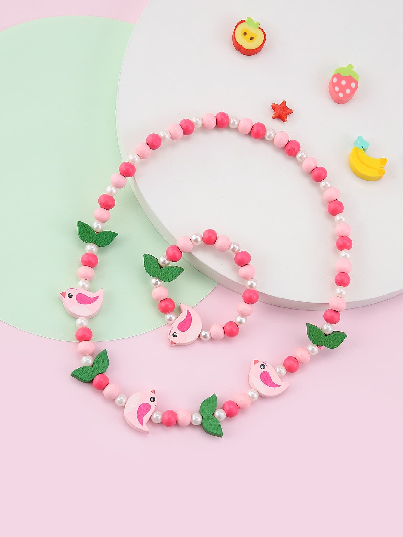 Children's Mixed Color Beaded Wooden Bead Handmade Bracelets