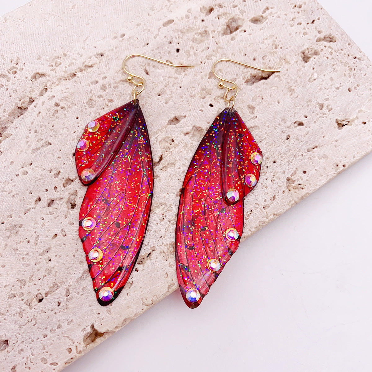 Women's Sier Cicada Wings Ear Hook Butterfly Temperamental Fairy Long Eardrop Earrings