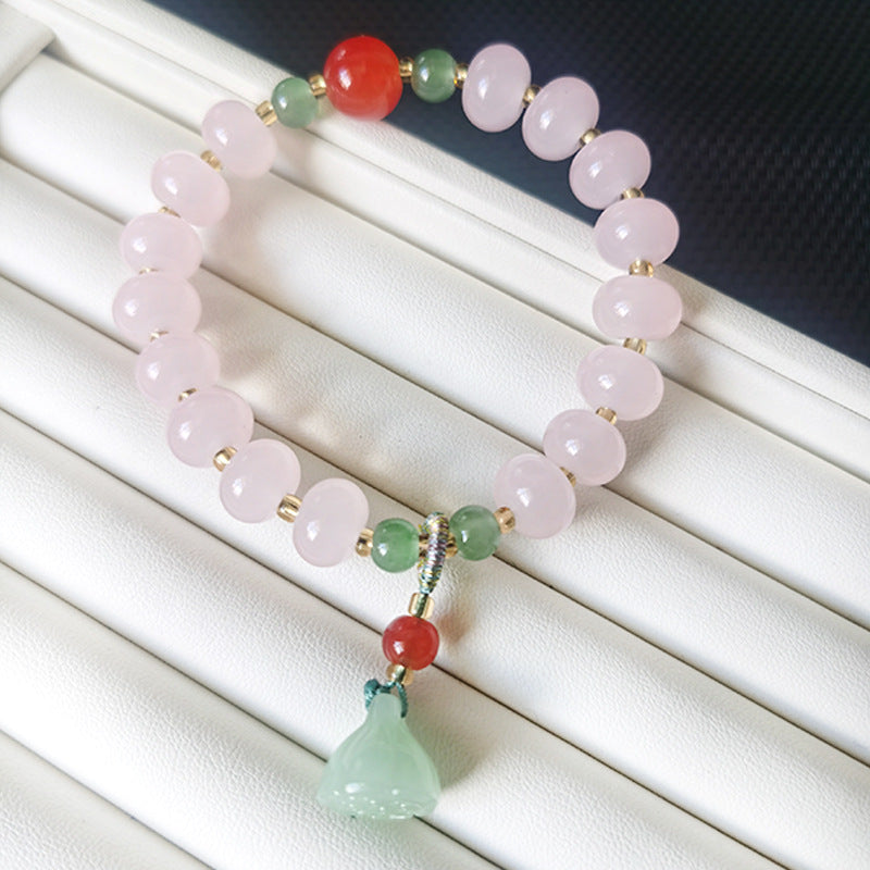 National Style Lotus Seedpod Colorful Jade Material Blessing Tassel Female Bracelet