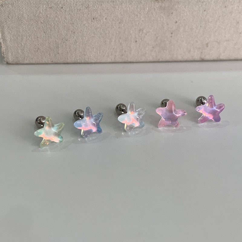 Cute Teddy Bear Extremely Light Star Ear Bone Starfish Love Stud Earrings