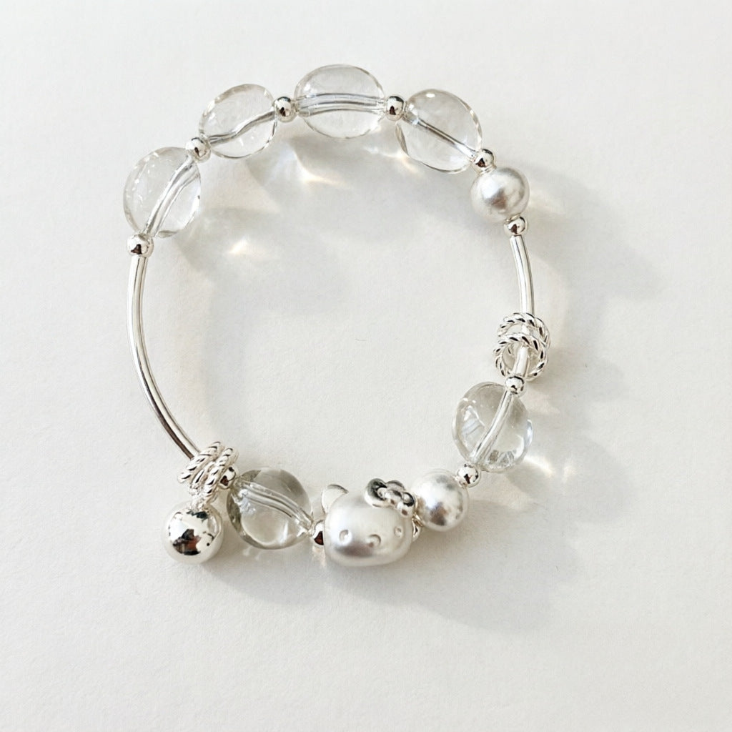 Clear Irregular White Crystal Beaded Fashionable Fresh Cute Cartoon Bracelet